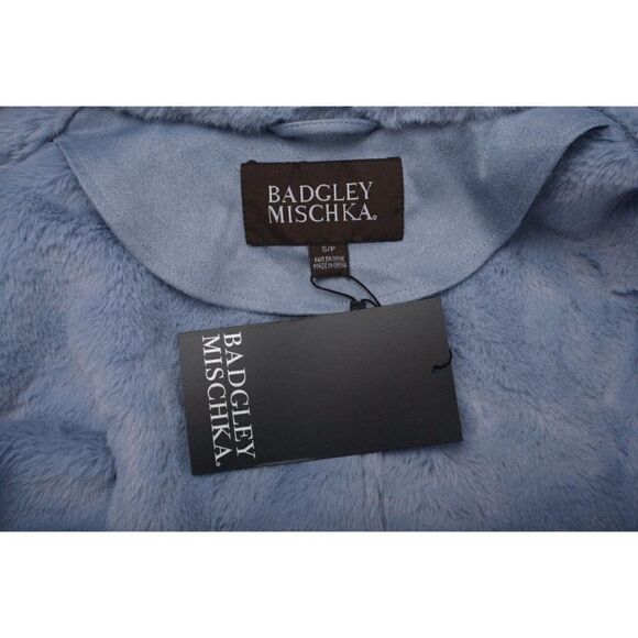 Badgley Mischka Womans Payton Jacket Coat Size S Dusty Blue Faux shearling Defec - Picture 5 of 6